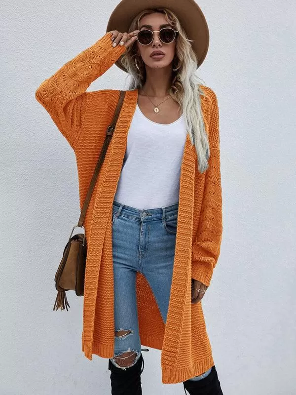 Open Knit Long Women Cardigan Sweater