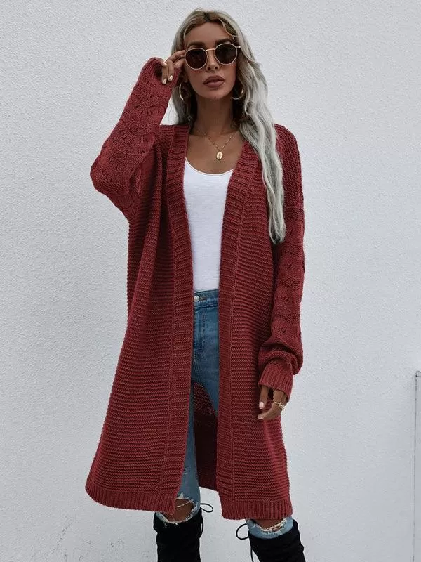 Open Knit Long Women Cardigan Sweater