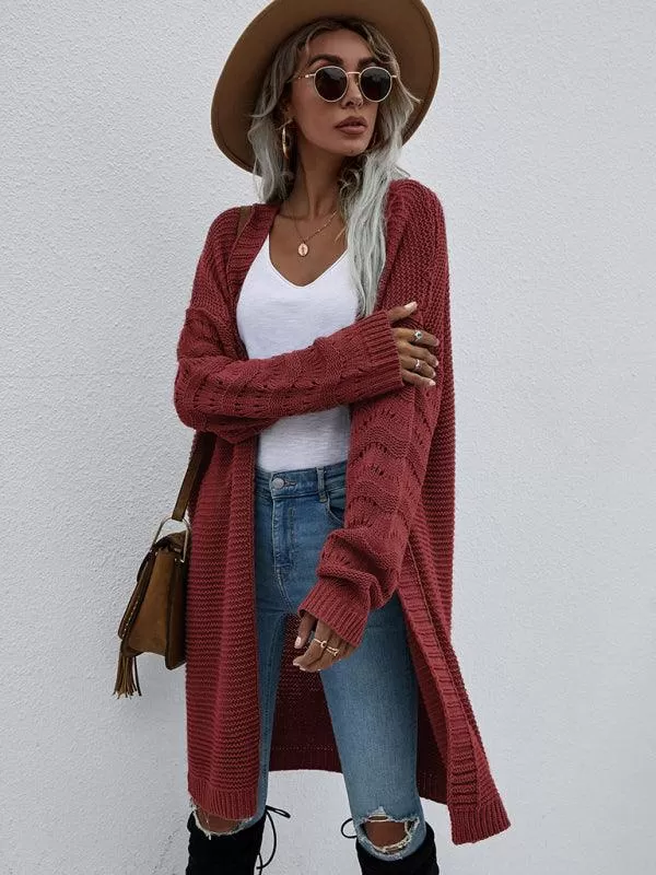 Open Knit Long Women Cardigan Sweater