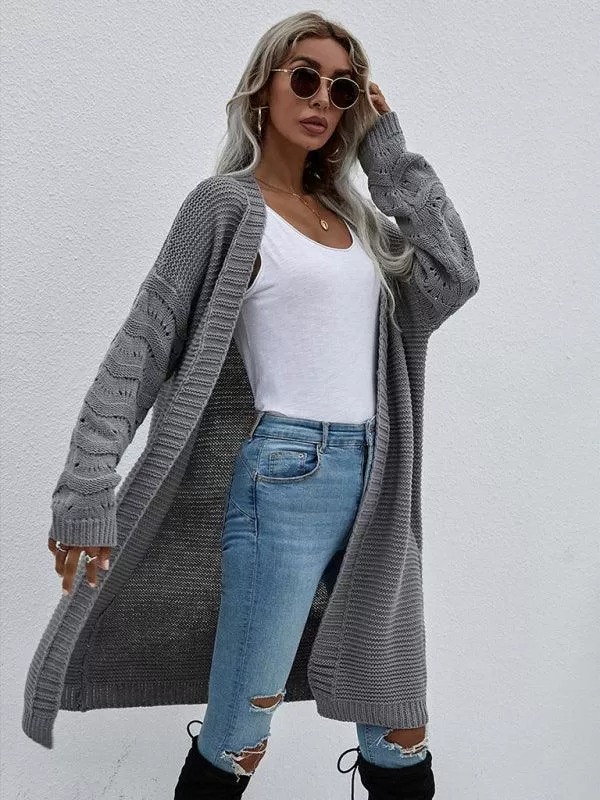 Open Knit Long Women Cardigan Sweater