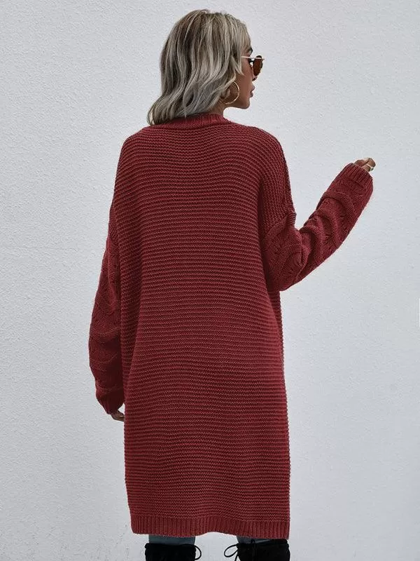 Open Knit Long Women Cardigan Sweater