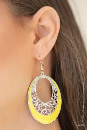 Orchard Bliss - Yellow Paparazzi Earrings