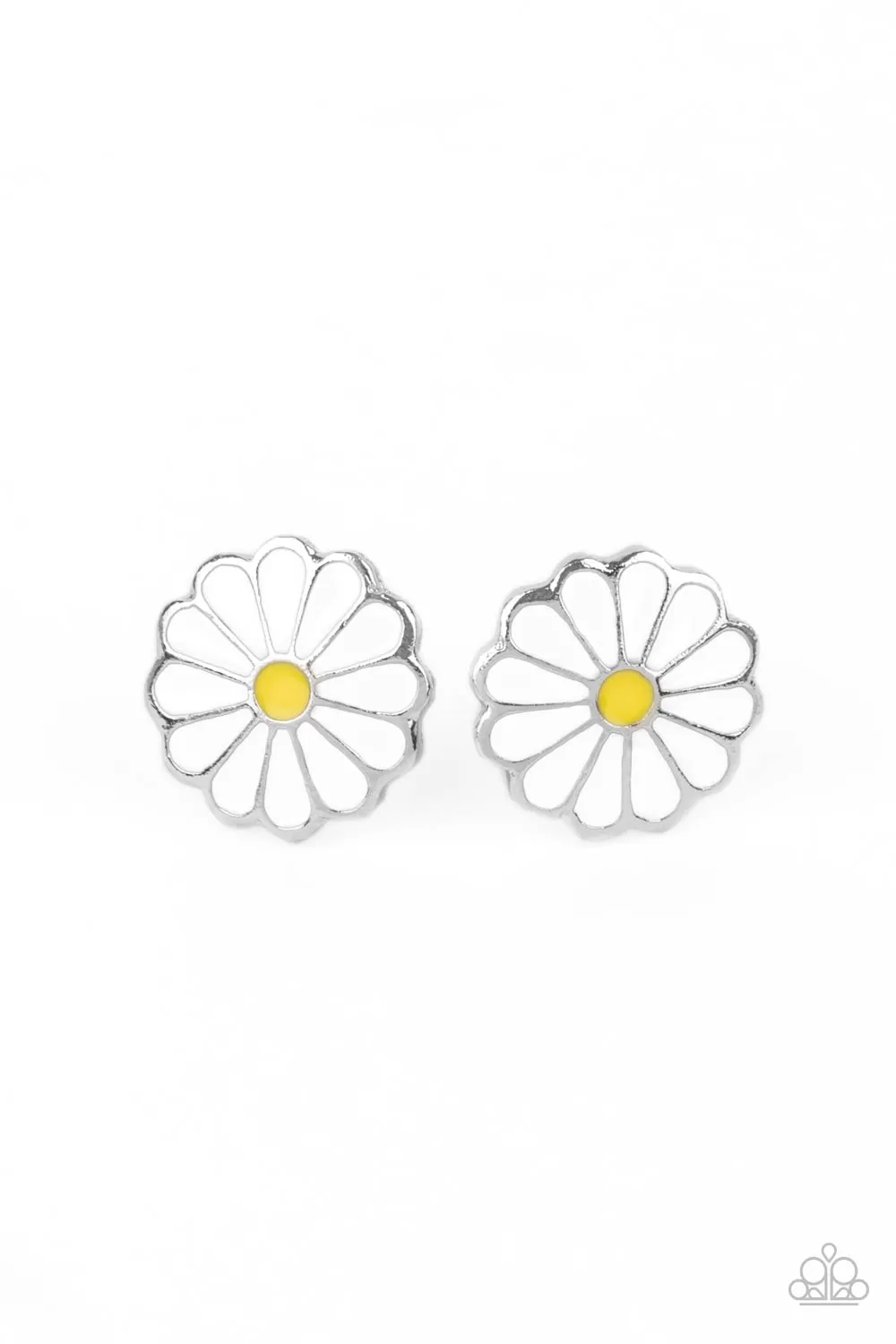 Paparazzi Budding Out - White Daisy Floral Post Studs Earring