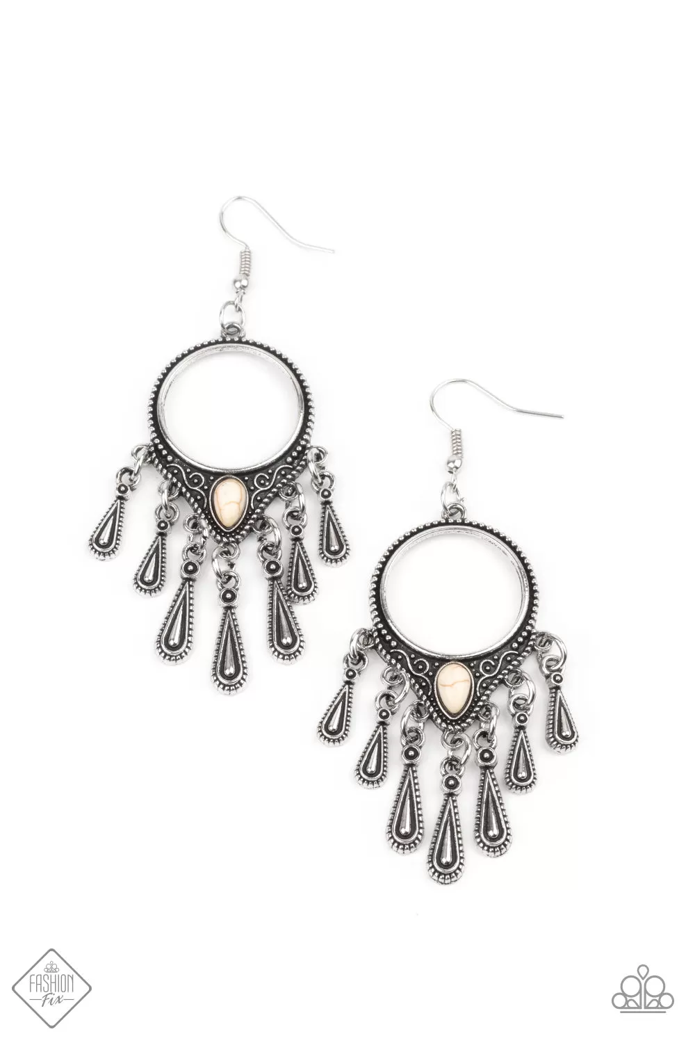 Paparazzi Majestic Mountaineer White Earrings