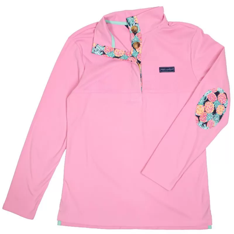 Pineapples Polyester and Spandex Quarter Button Pullover