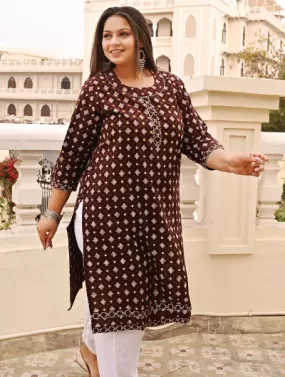 Plus Size Maroon Cotton Kurti