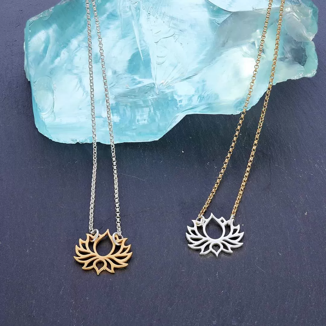 Proudest Bloom - Silver and Gold Mix Metal Lotus Necklace