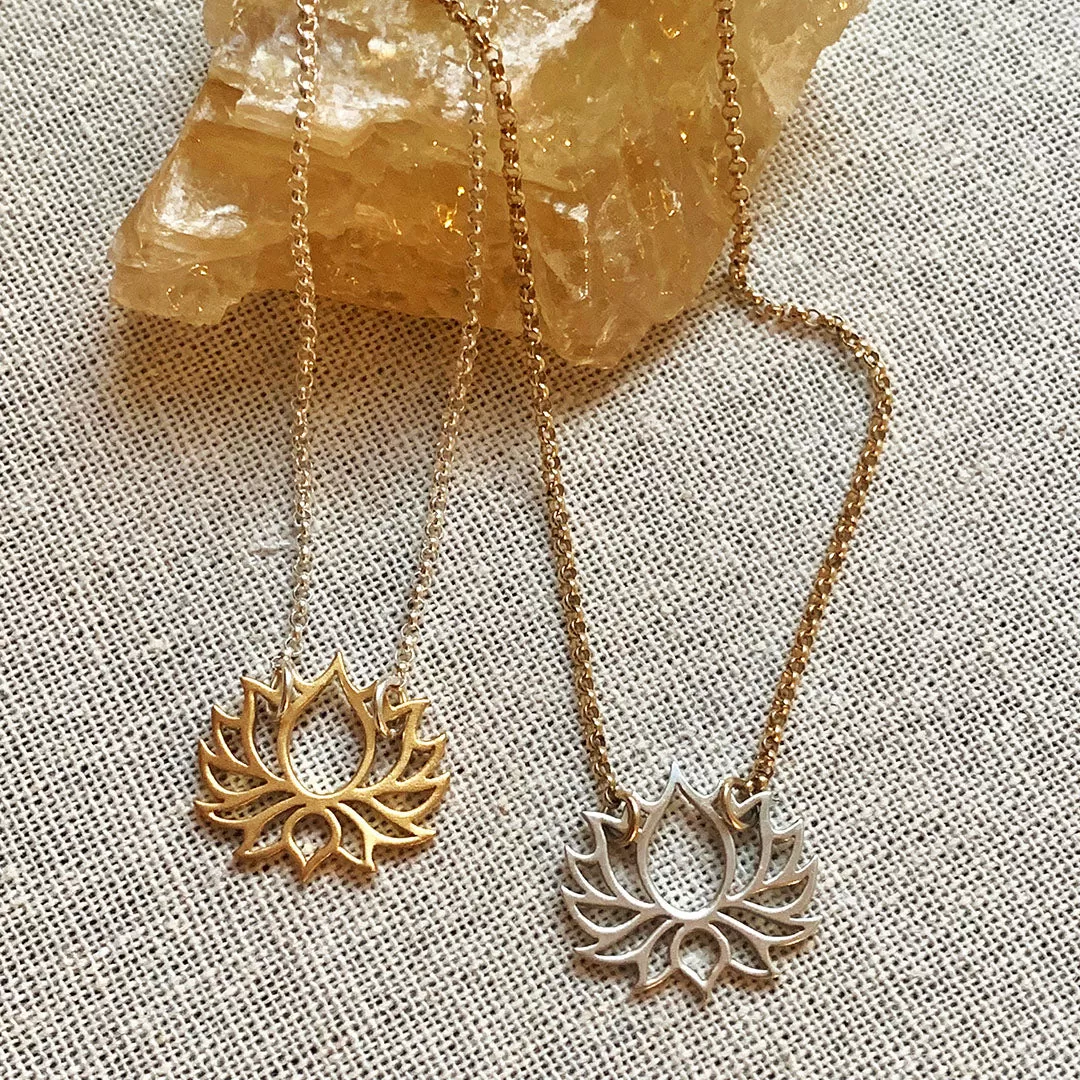 Proudest Bloom - Silver and Gold Mix Metal Lotus Necklace