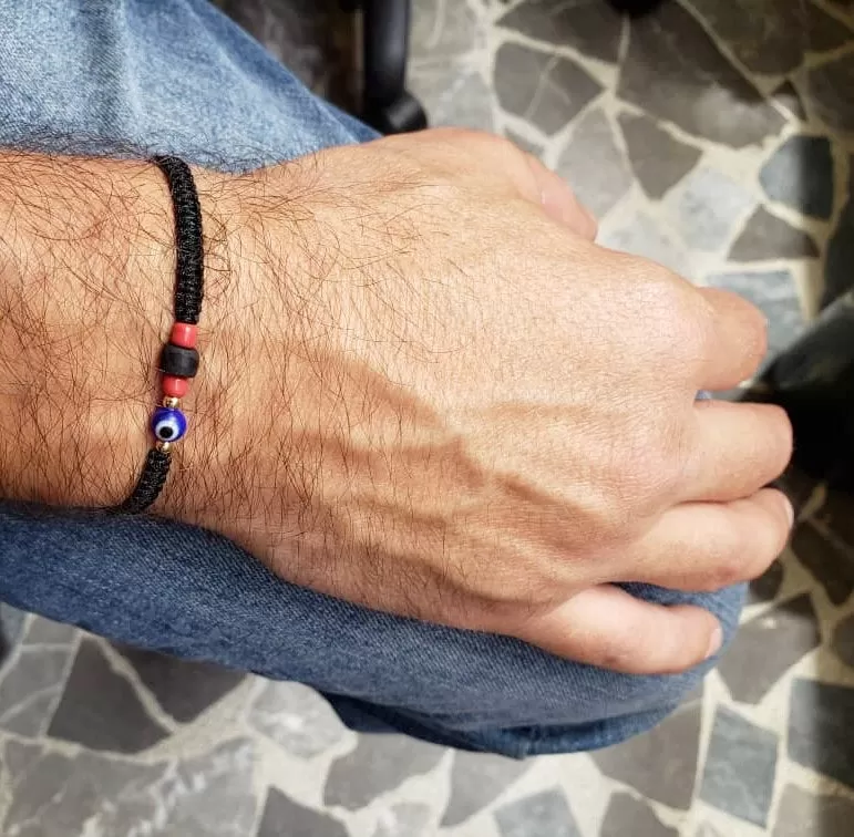 Pulsera de Azabache para Hombres Handmade Mens Adjustable Bracelet