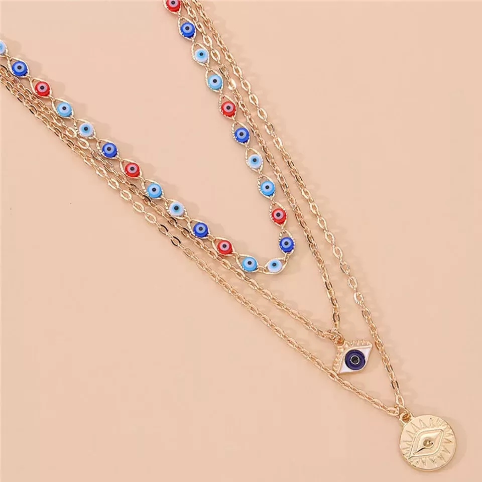 Punk Style Multilayer Evil eye necklace