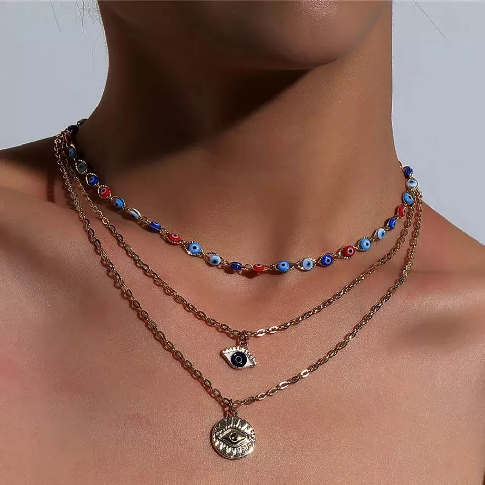 Punk Style Multilayer Evil eye necklace