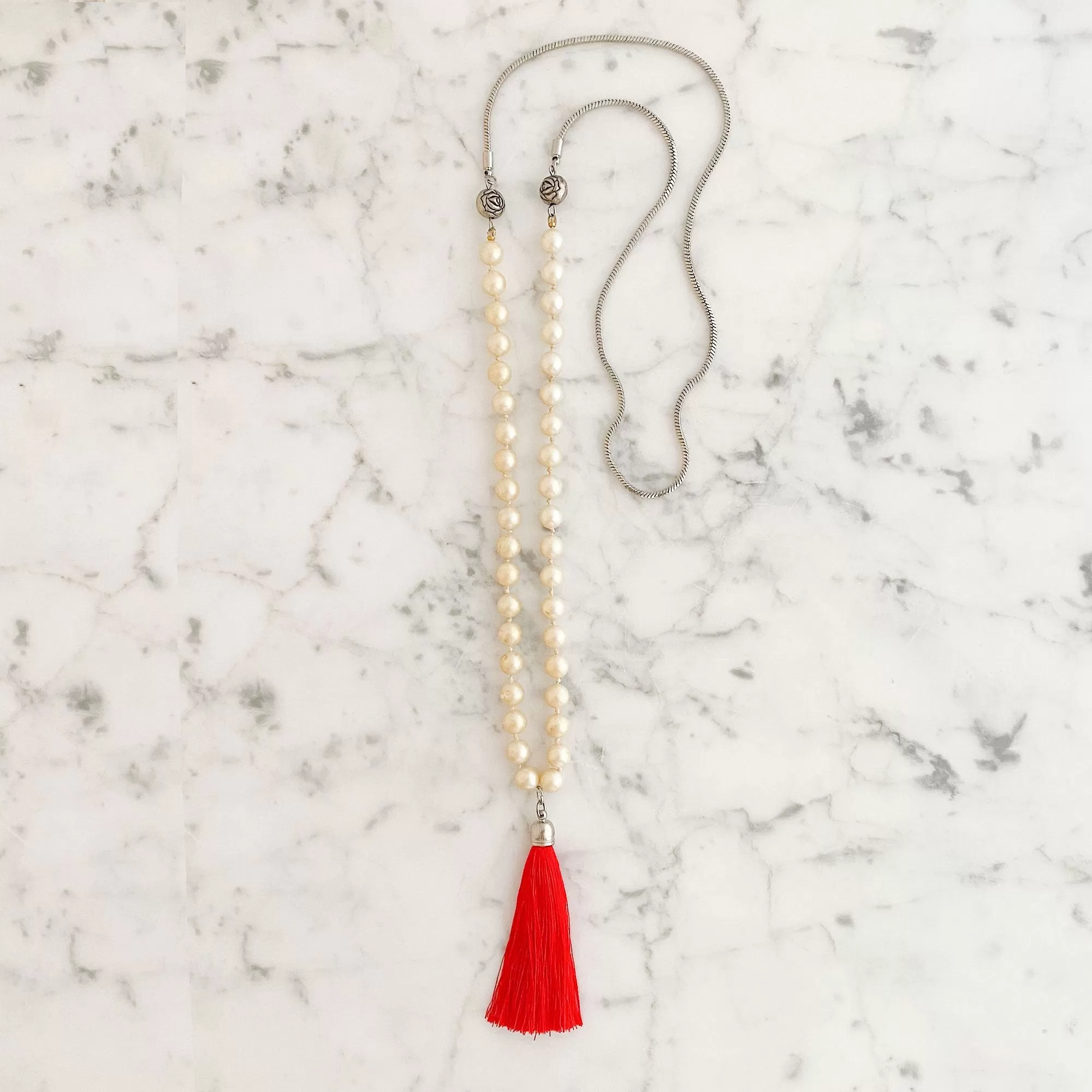 QUESTA pearl and tassel necklace