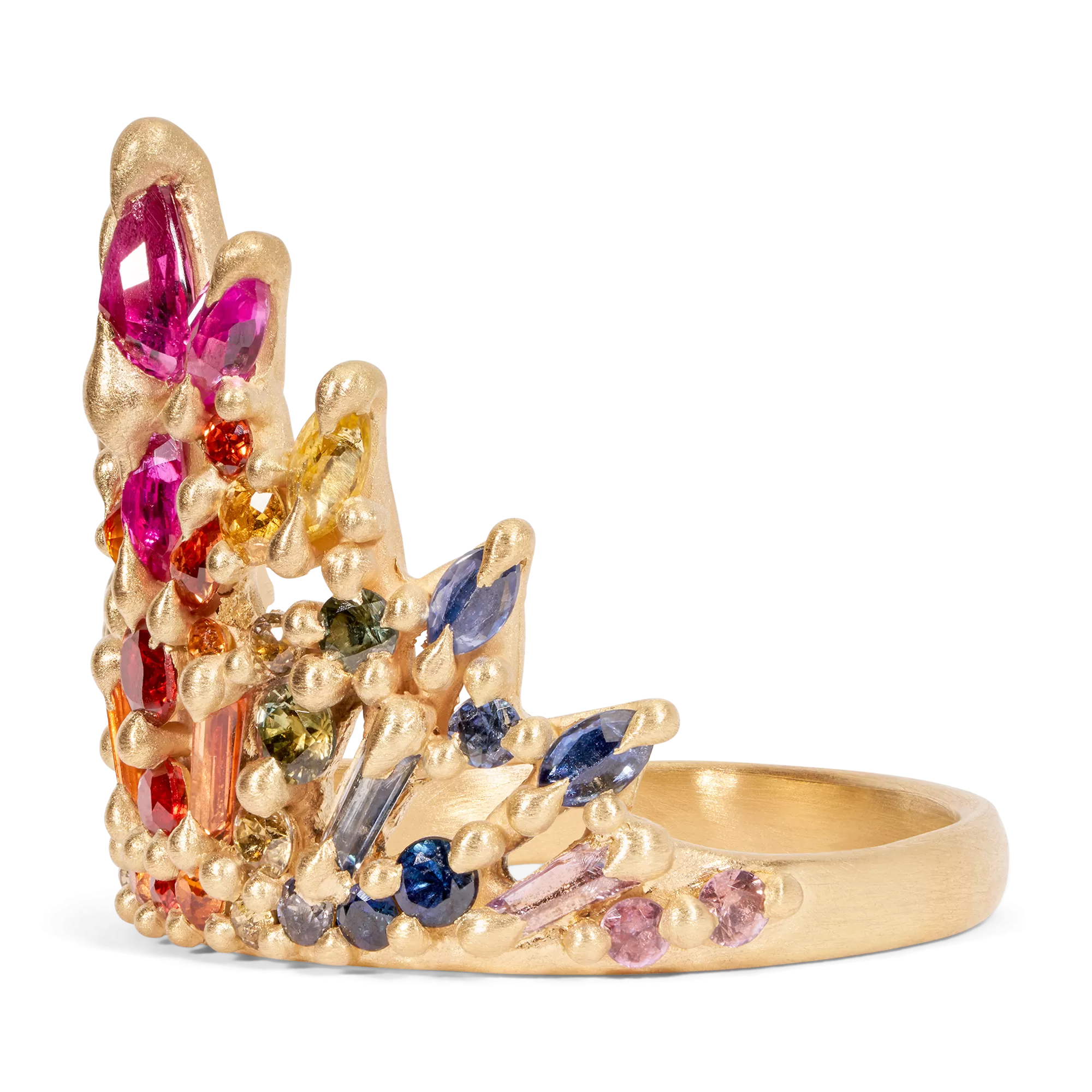 Rainbow Star Bright Long Lace Petal Ring - Size 7 - 11415