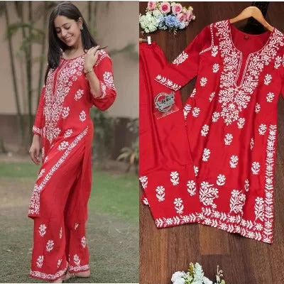 Red Chikankari UK Next Day