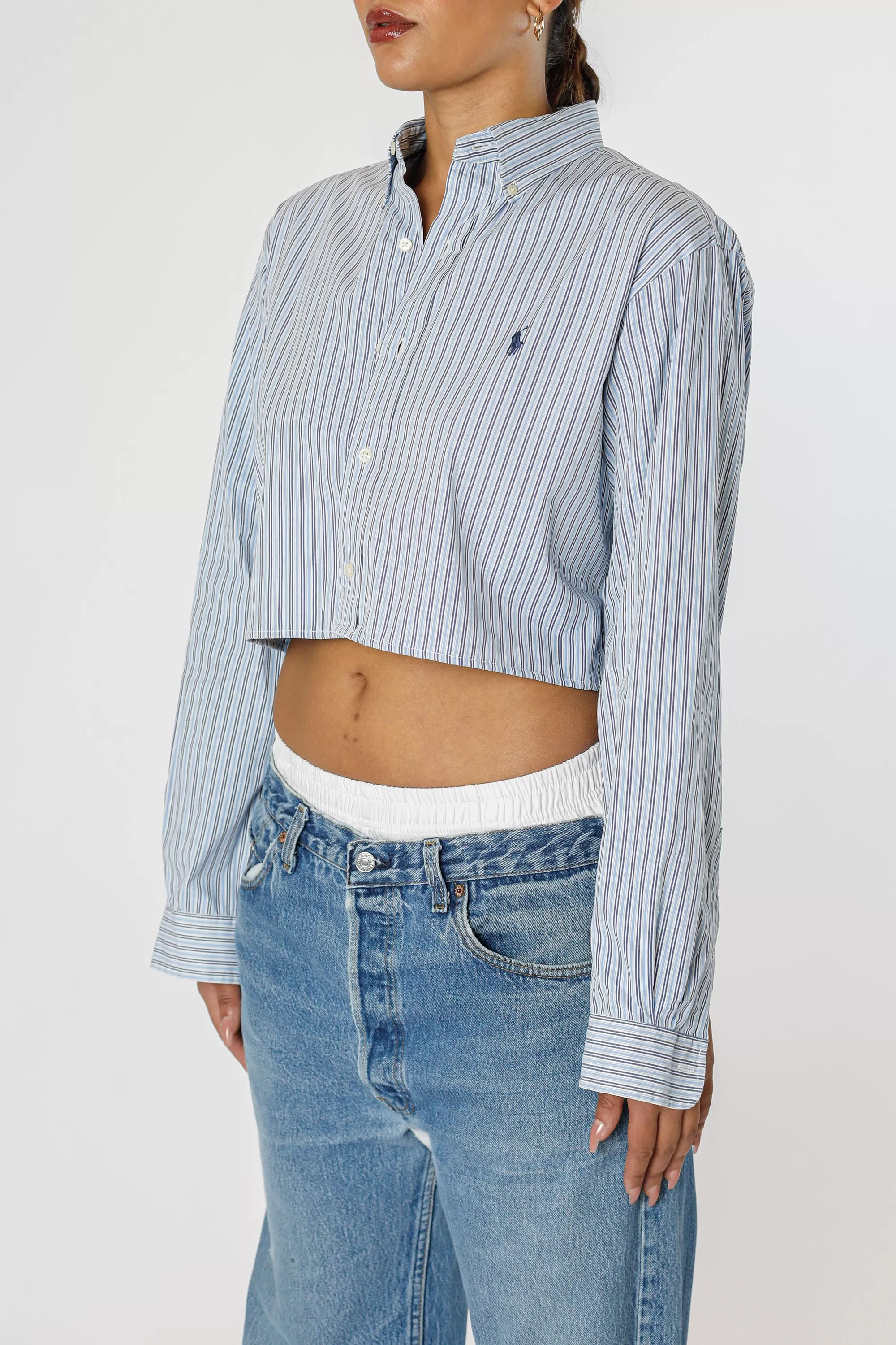 Rework Oxford Crop Shirt - S