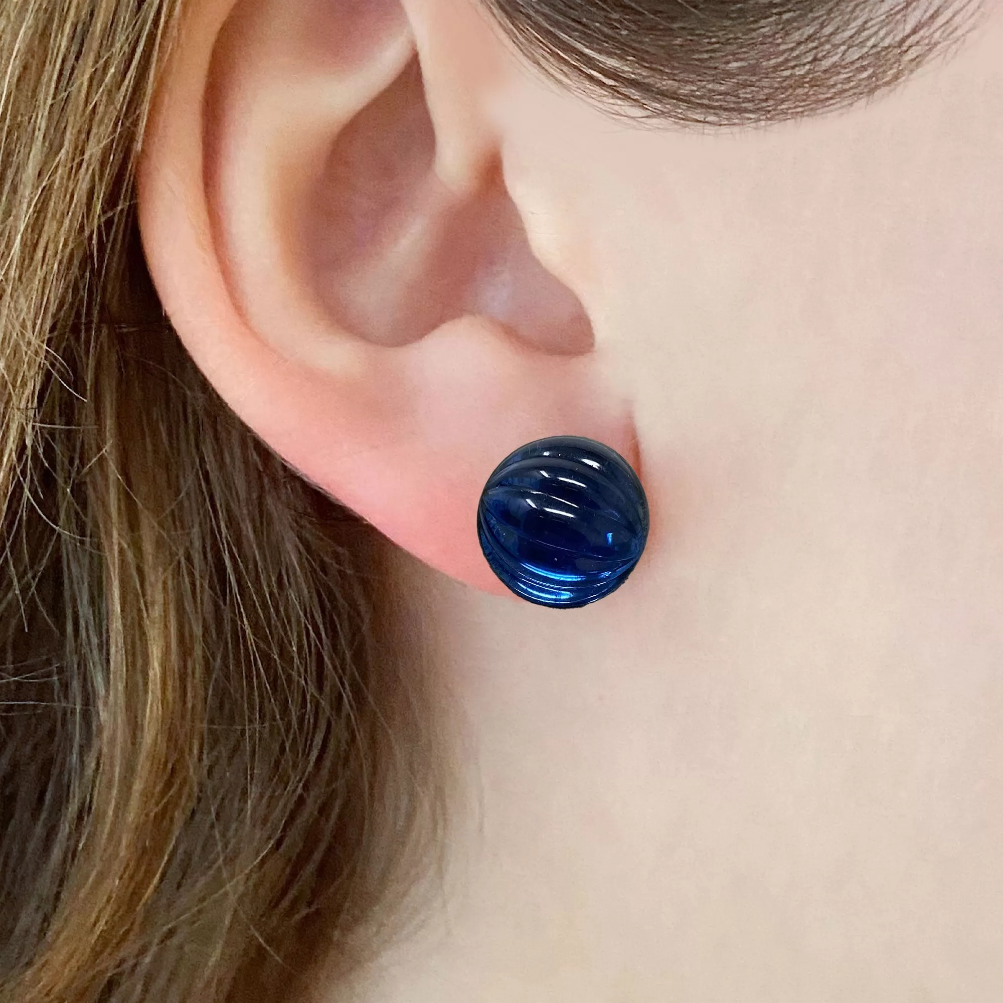 RONA ridged sapphire studs