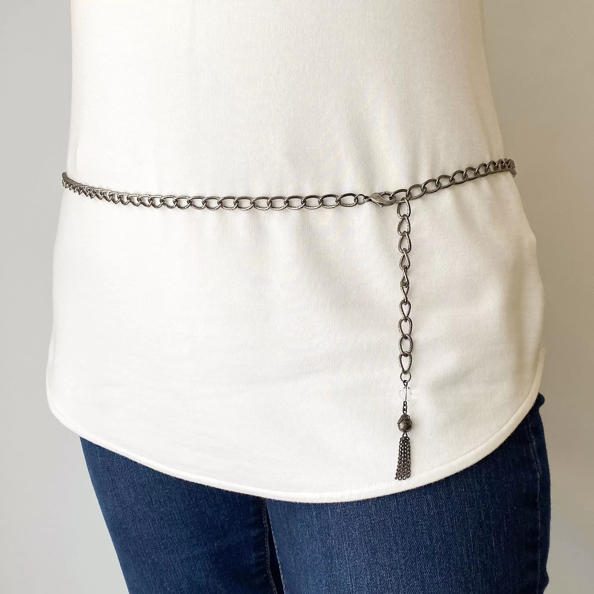 SALVATORE vintage gun metal chain belt