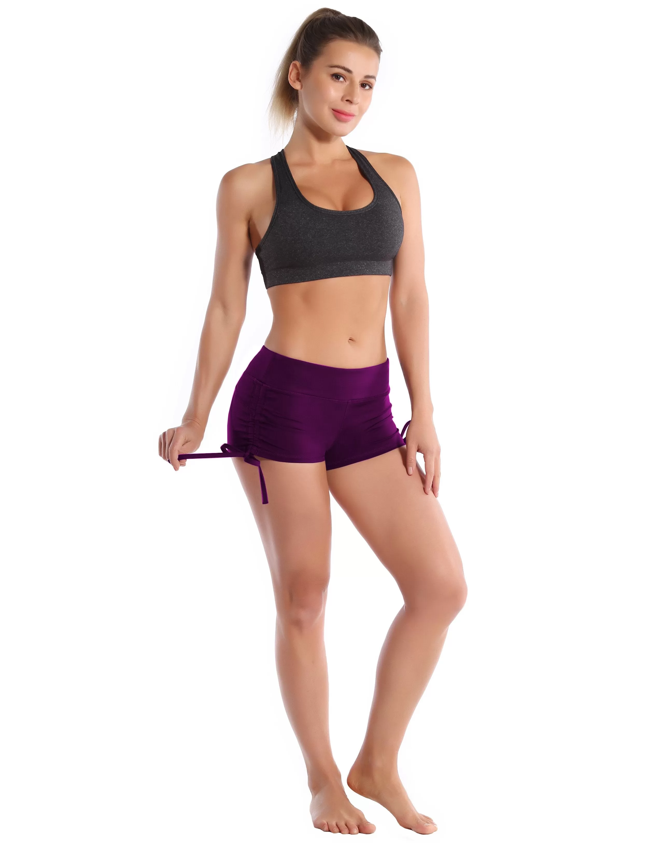 Side Drawstring Hot Shorts plum ins_yogastudio