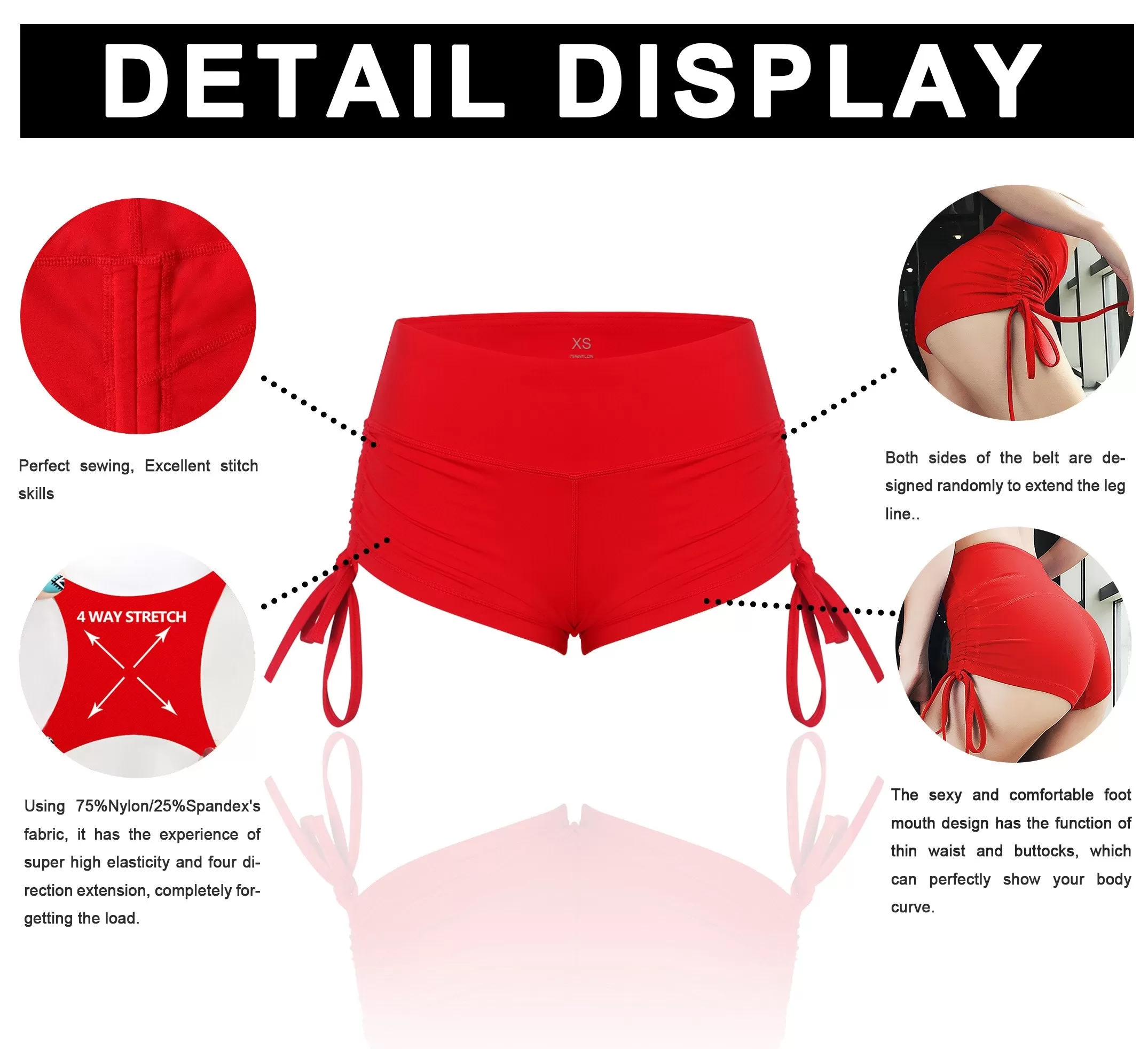 Side Drawstring Hot Shorts scarlet ins_yogastudio