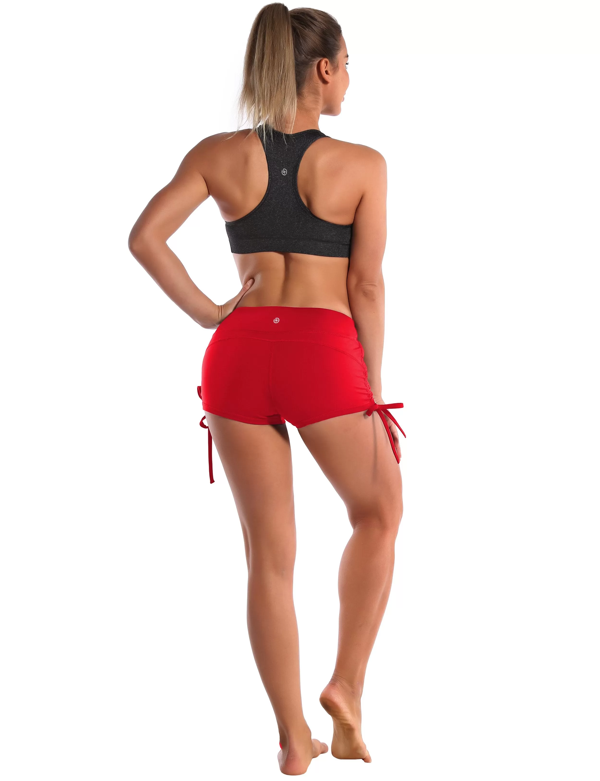 Side Drawstring Hot Shorts scarlet ins_yogastudio