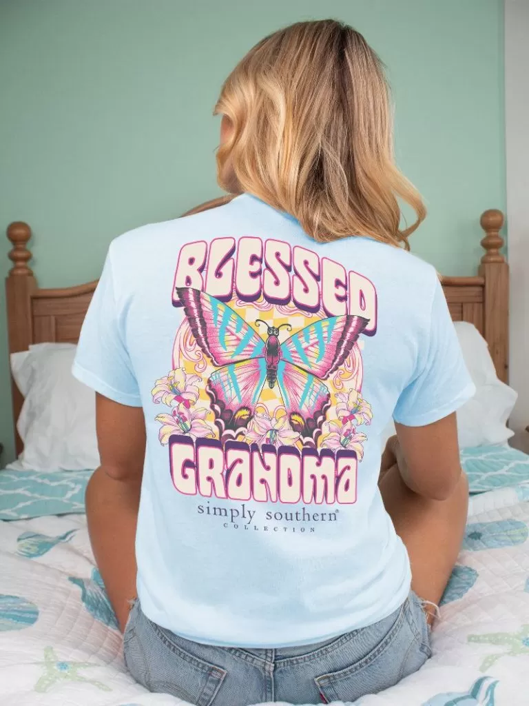 Simply Southern Retro Rock Blessed Grandma Tee with Butterfly