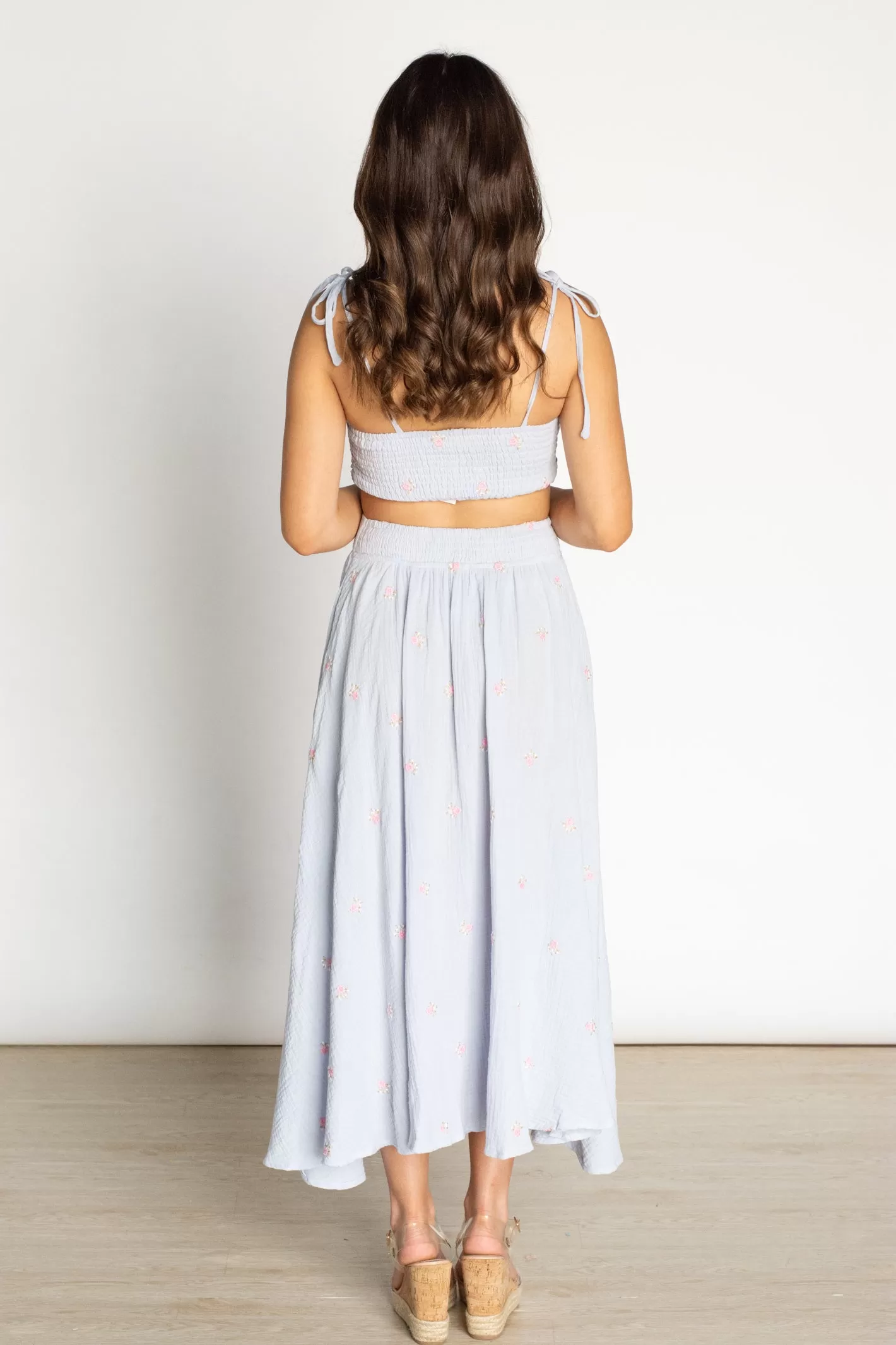 Sunny Match Blue Crop Top and Skirt Set