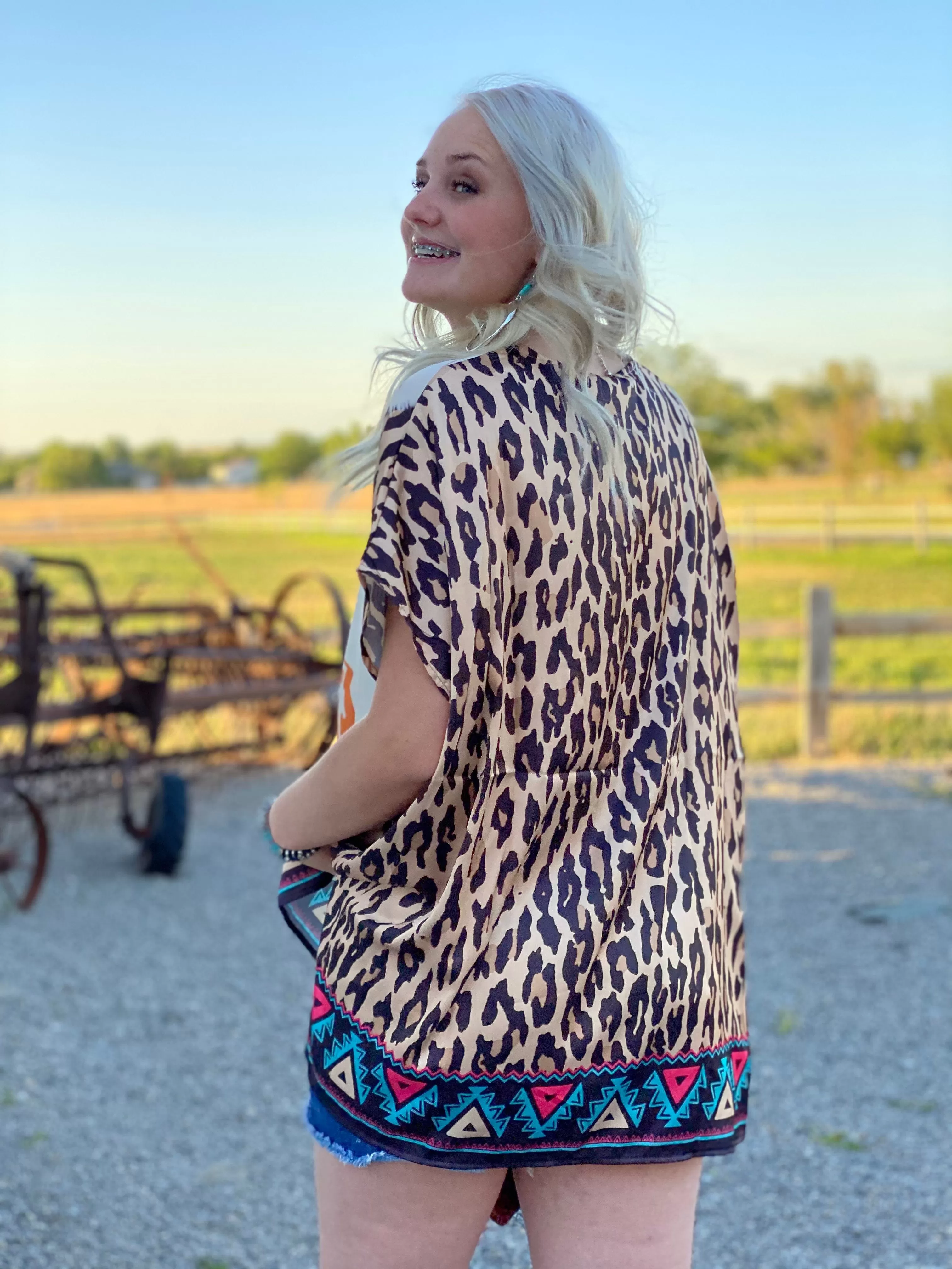 The Western Ways Cheetah Poncho Top