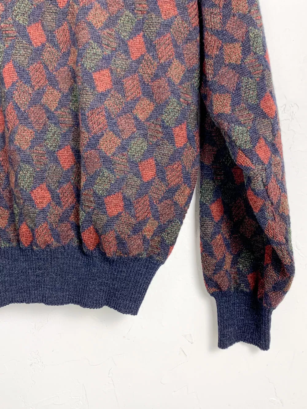 Tricots SR Irregular Diamond Print Cropped Wool Sweater