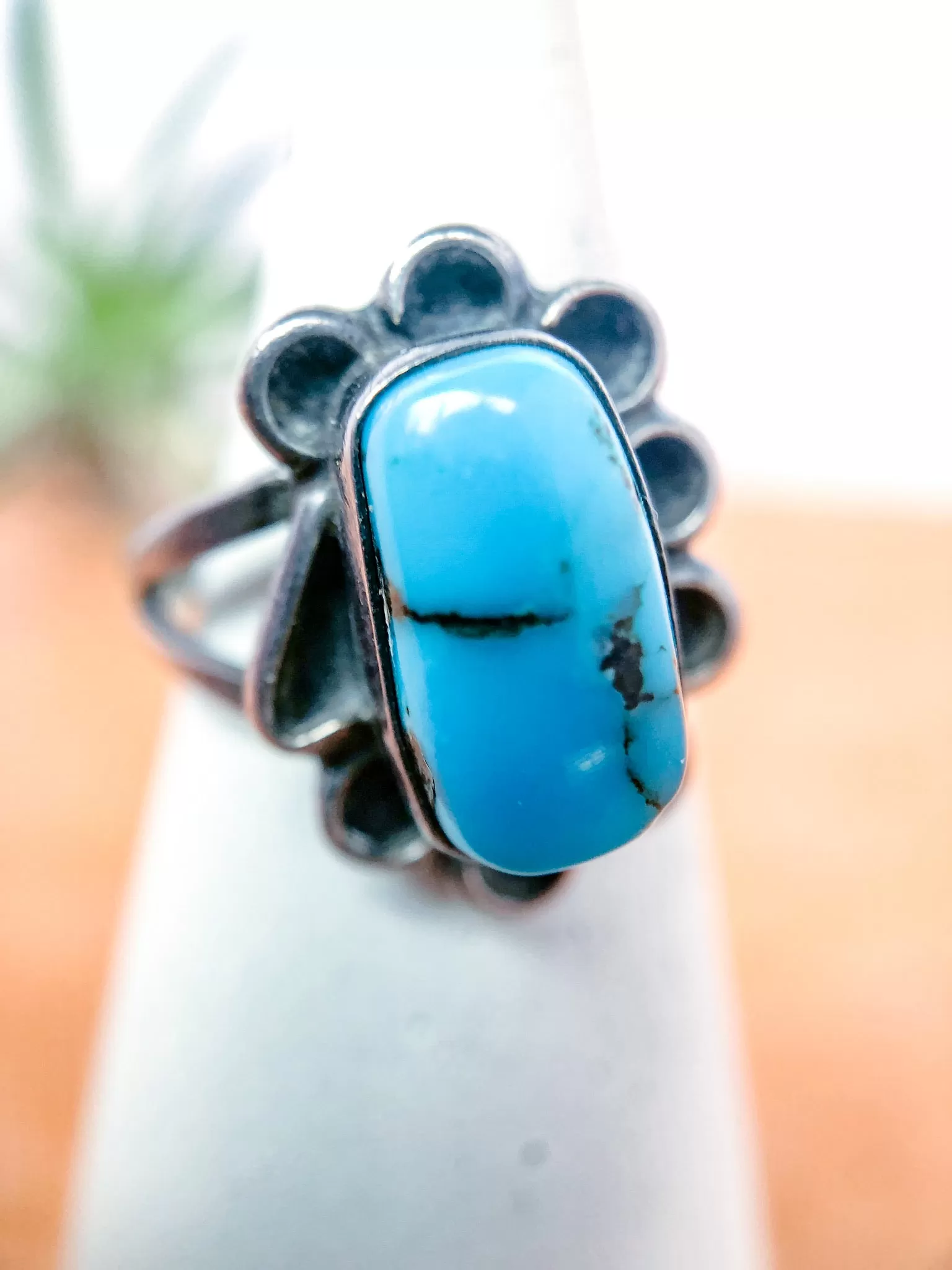 Turquoise Flower Ring | Size 5.25