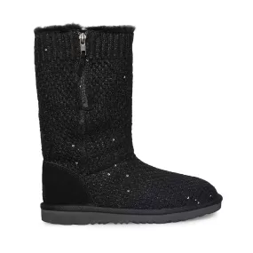 UGG Sequin Knit Black Boots - Youth