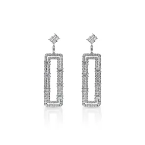 Vida 12 Carat Rectangular Shape Hanging Earrings in 14k White Gold