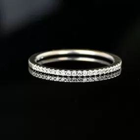 Vintage 14K White Gold Half Eternity Thin Diamond Ring Band