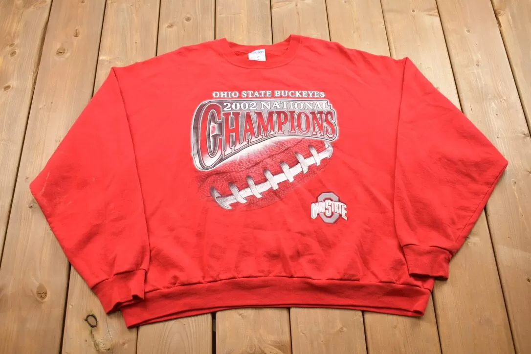 Vintage 2002 National Champions University Of Ohio Collegiate Crewneck / Embroidered / NCAA Sweatshirt / Sportswear / Americana / Buckeyes