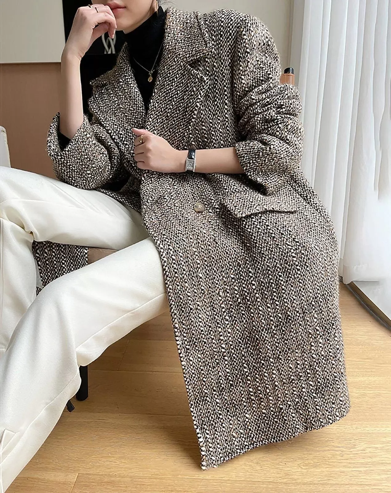 Women Wool Tweed Long Coat,Long Wool Coat,Oversize Wool Coat,Wool Trench Coat,Loose Wool Overcoat,Winter wool Coat,Tweed Overcoat,Wool Coat