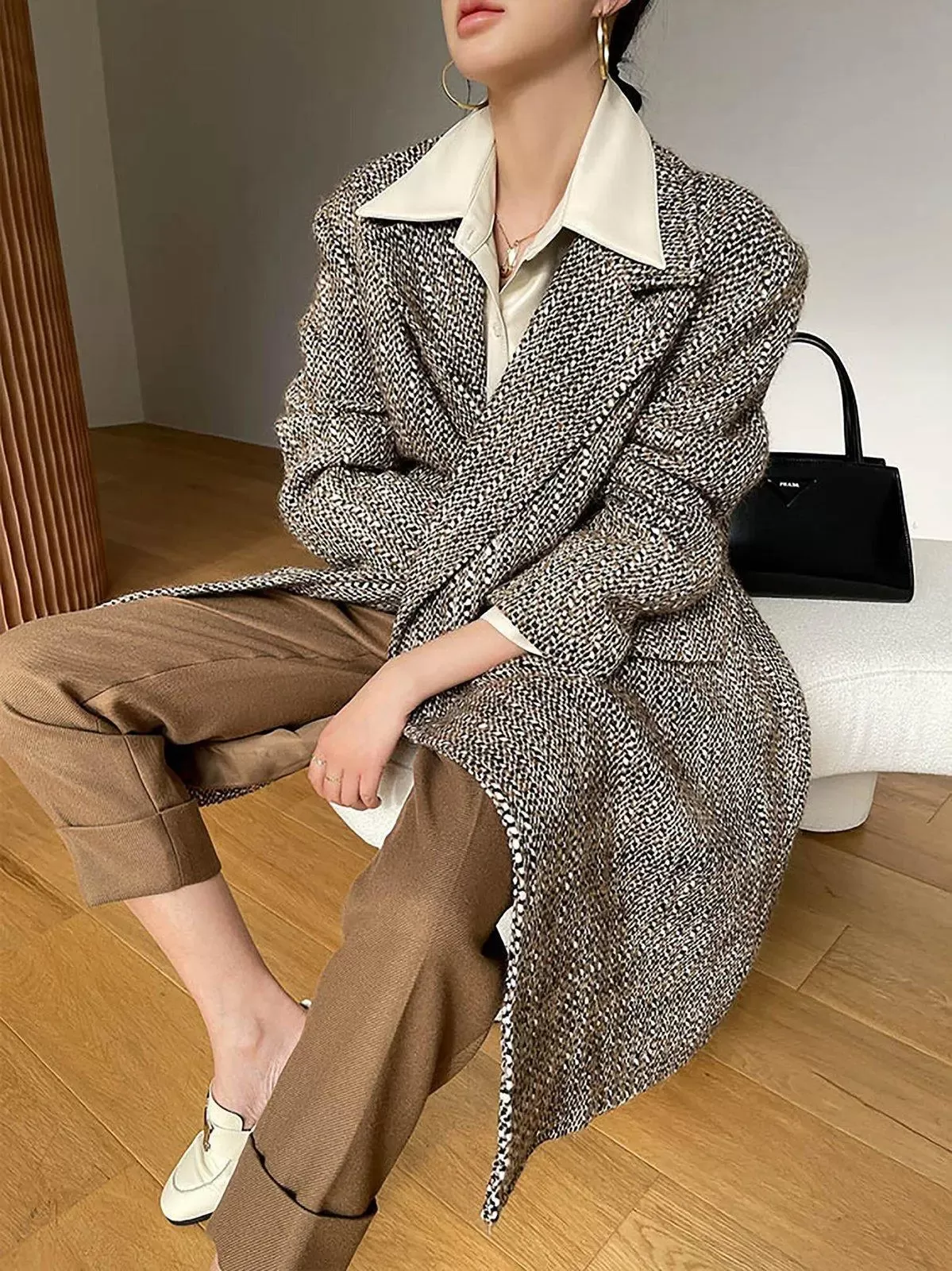 Women Wool Tweed Long Coat,Long Wool Coat,Oversize Wool Coat,Wool Trench Coat,Loose Wool Overcoat,Winter wool Coat,Tweed Overcoat,Wool Coat