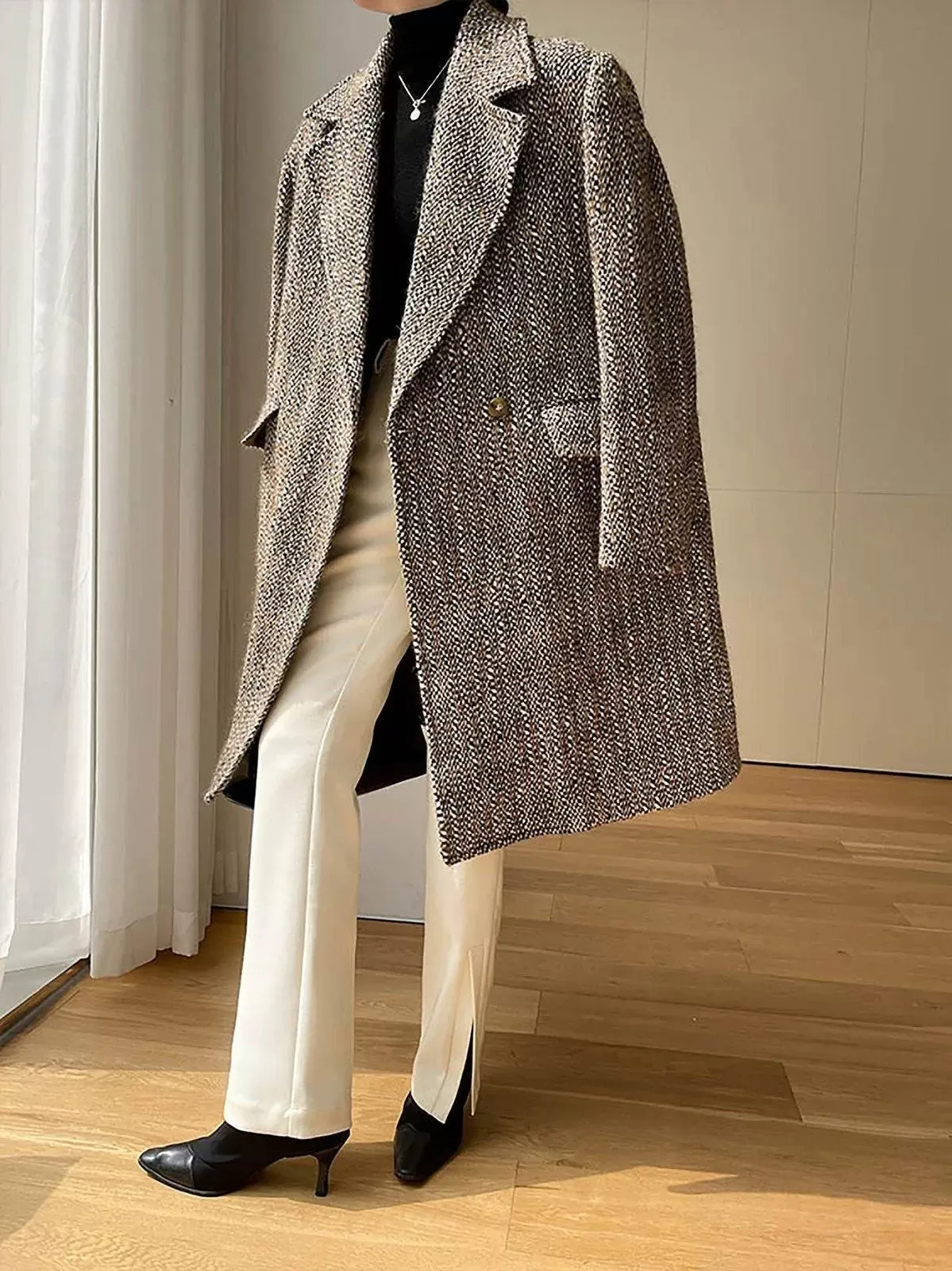 Women Wool Tweed Long Coat,Long Wool Coat,Oversize Wool Coat,Wool Trench Coat,Loose Wool Overcoat,Winter wool Coat,Tweed Overcoat,Wool Coat