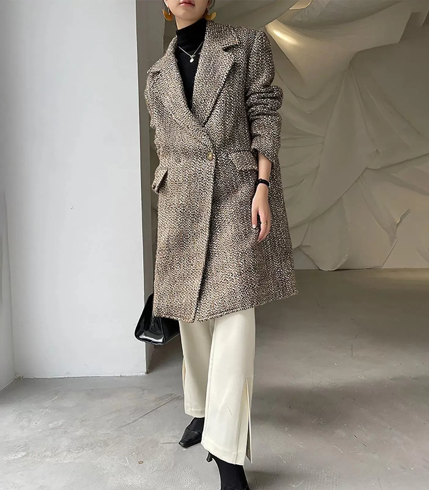 Women Wool Tweed Long Coat,Long Wool Coat,Oversize Wool Coat,Wool Trench Coat,Loose Wool Overcoat,Winter wool Coat,Tweed Overcoat,Wool Coat