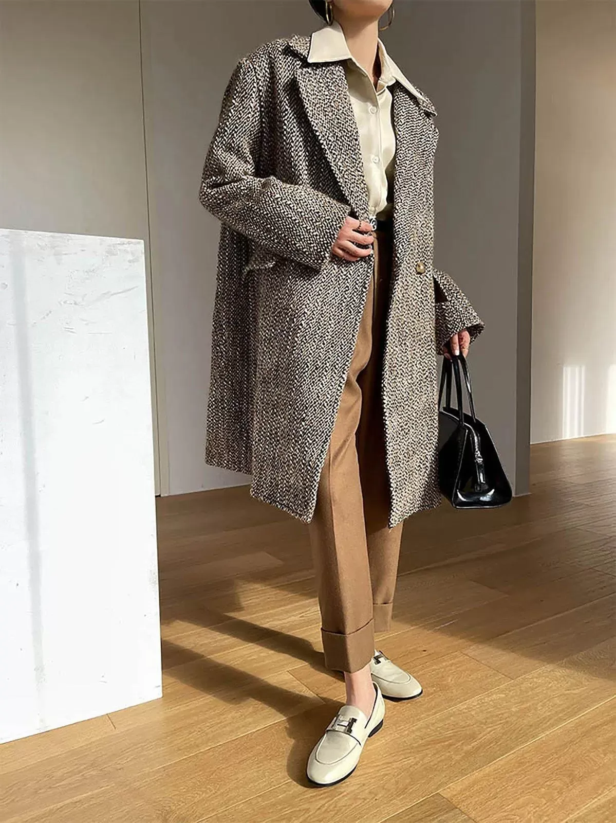 Women Wool Tweed Long Coat,Long Wool Coat,Oversize Wool Coat,Wool Trench Coat,Loose Wool Overcoat,Winter wool Coat,Tweed Overcoat,Wool Coat