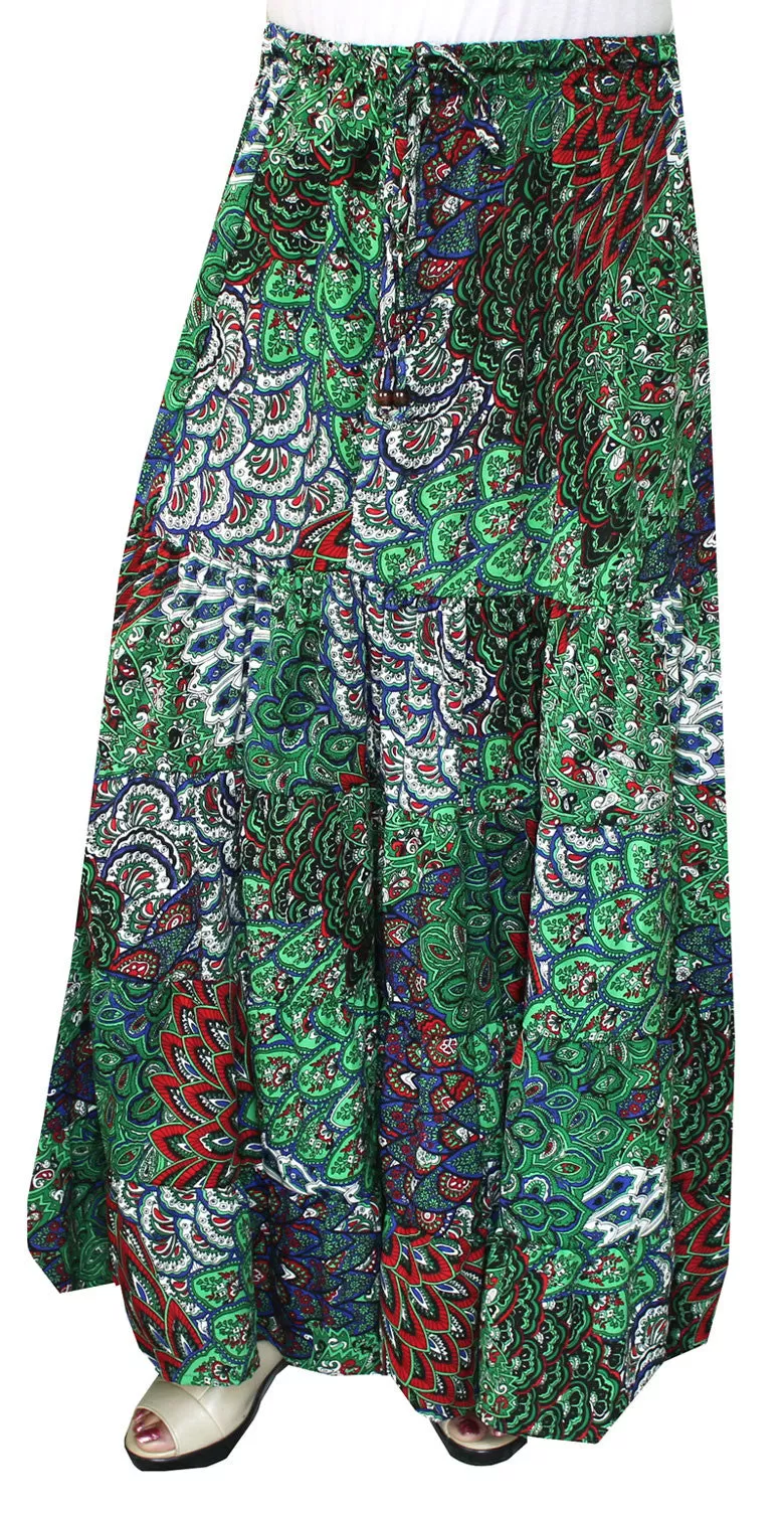 Womens Printed Long  Indian Skirt India Apparel (Green)