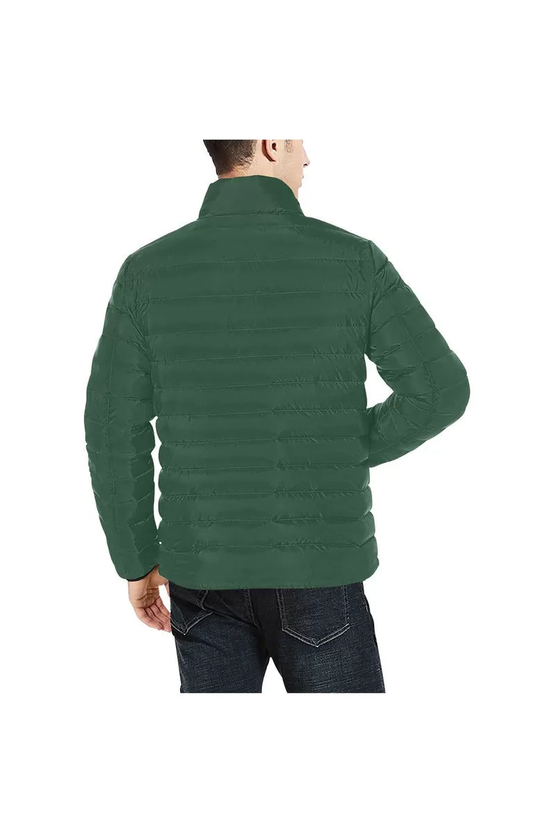 Woodland Green Men's Stand Collar Padded Jacket (Model H41)