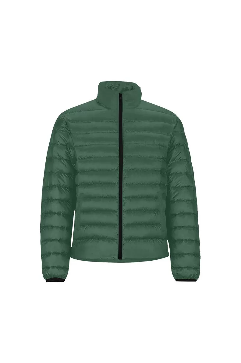 Woodland Green Men's Stand Collar Padded Jacket (Model H41)