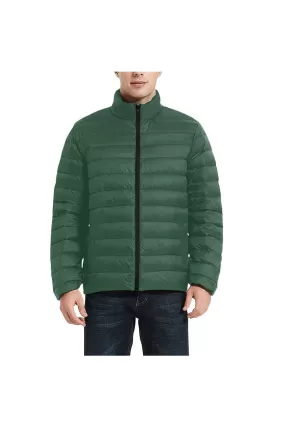 Woodland Green Men's Stand Collar Padded Jacket (Model H41)