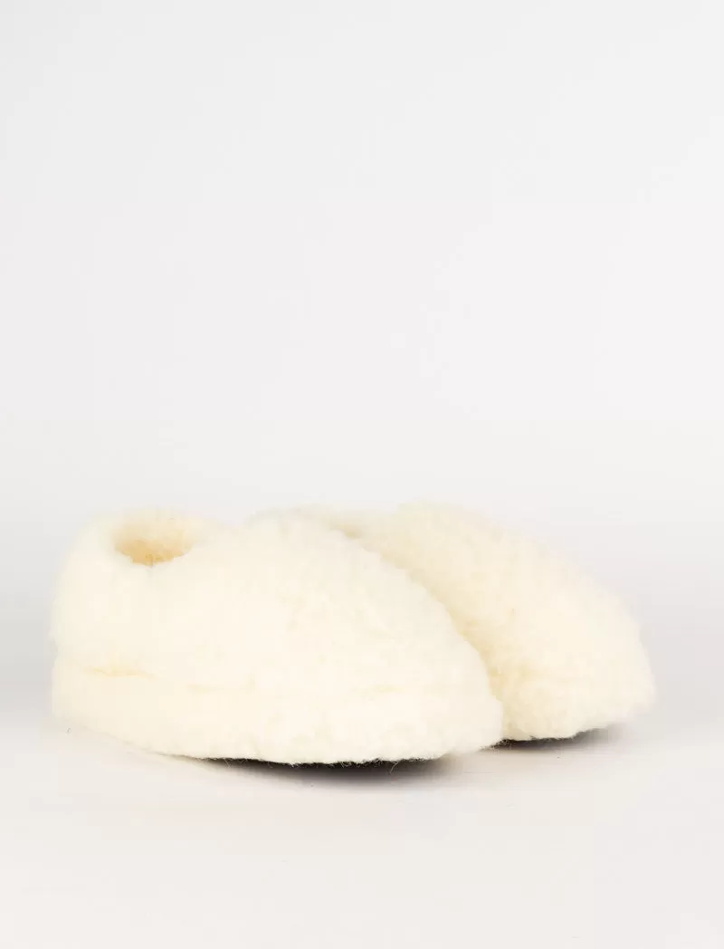 Yoko Wool Womens Siberian Wool Slippers Natural